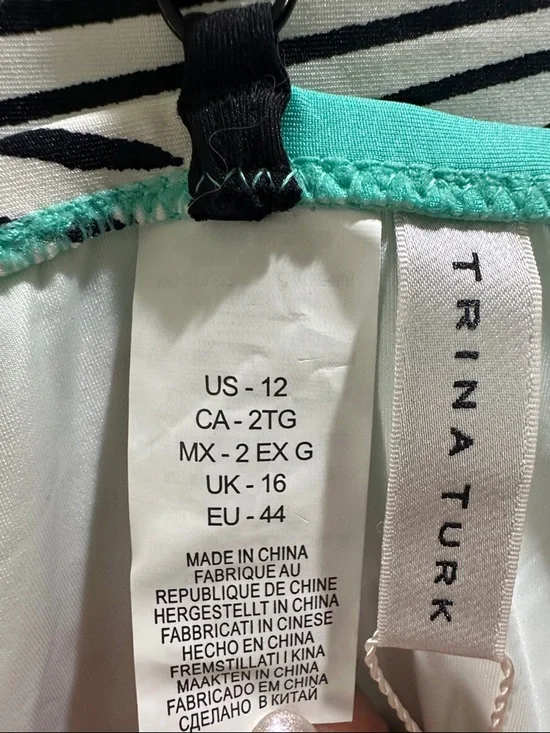 Trina Turk Tropical Leaf One-Piece Swimsuit in Teal and White - Picture 7 of 7